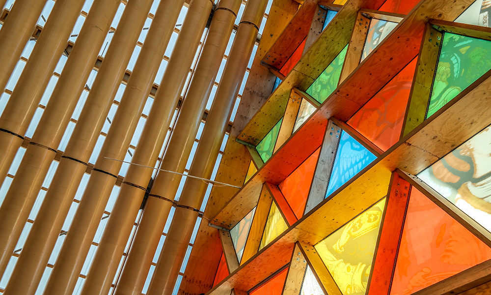 The interior of the Cardboard Cathedral