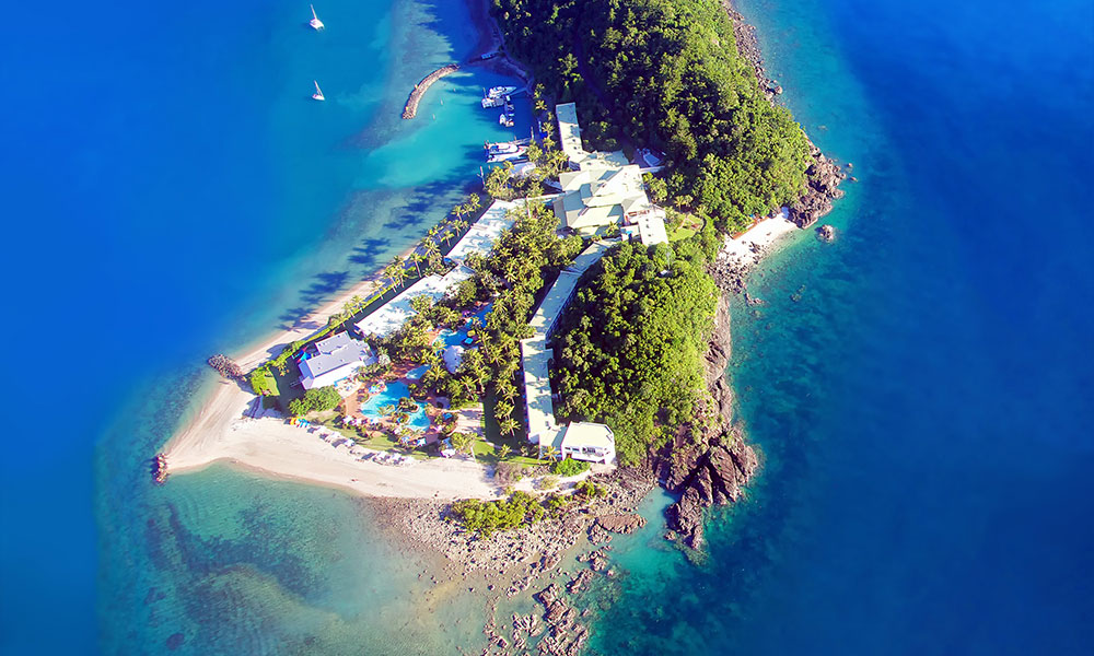 An aerial view of Daydream Island